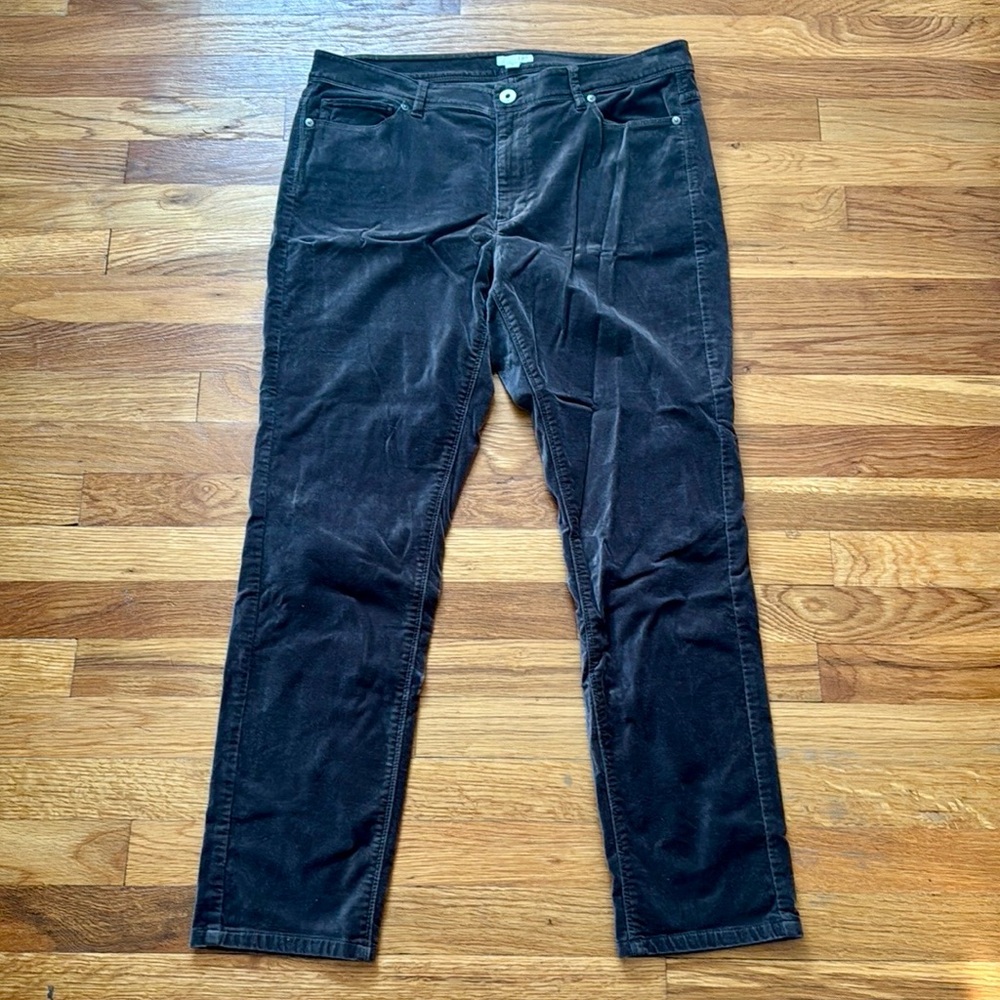 EUC J. Jill Velveteen Full Leg Brown Grey Pants Size 12